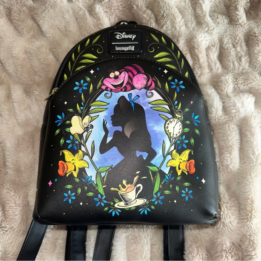 Loungefly Disney Alice in Wonderland Cheshire Cat Cameo Mini Backpack - Picture 6 of 9